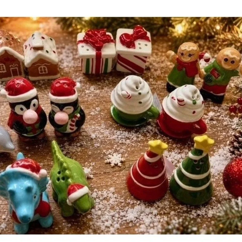 2026 New Christmas Collection Cracker Barrel Mini Salt Pepper Shakers, 7 Sets